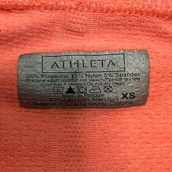 Athleta Fast Track Half Zip Coral Sizzle Ruched Long Sleeve Athletic Top XS - Picture 6 of 8